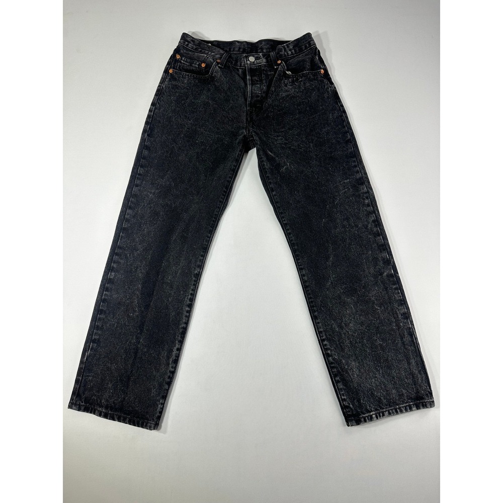 Levi's 501 '90s Black Acid Wash Big E Button Fly Straight Leg Jeans 32x29